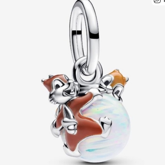 Authentic Pandora Disney Chip & Dale Bauble Dangle Charm Sterling and Enamel - Picture 2 of 8